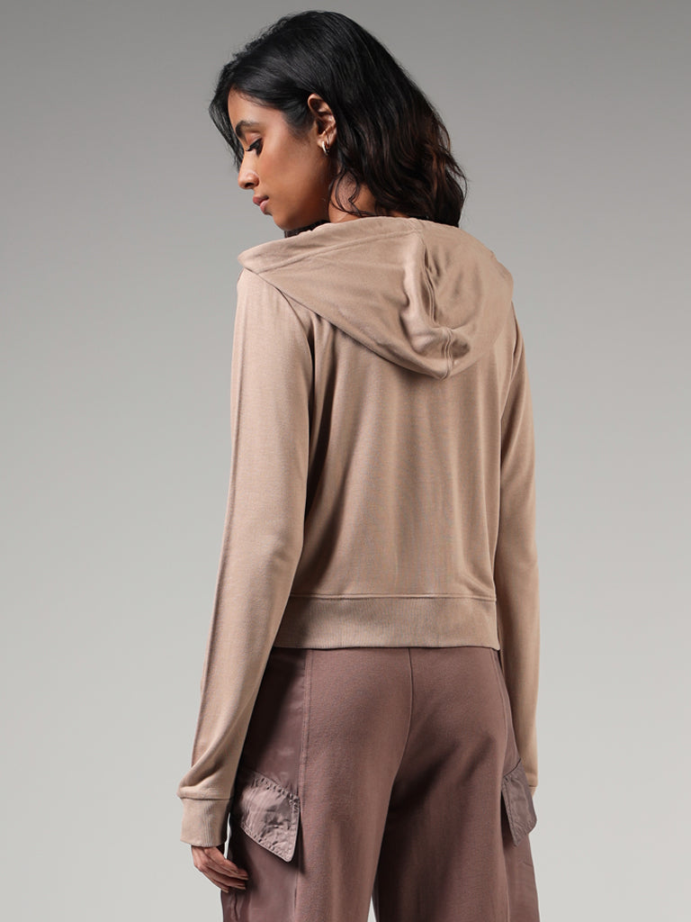 Studiofit Tan Brown Hoodie Jacket