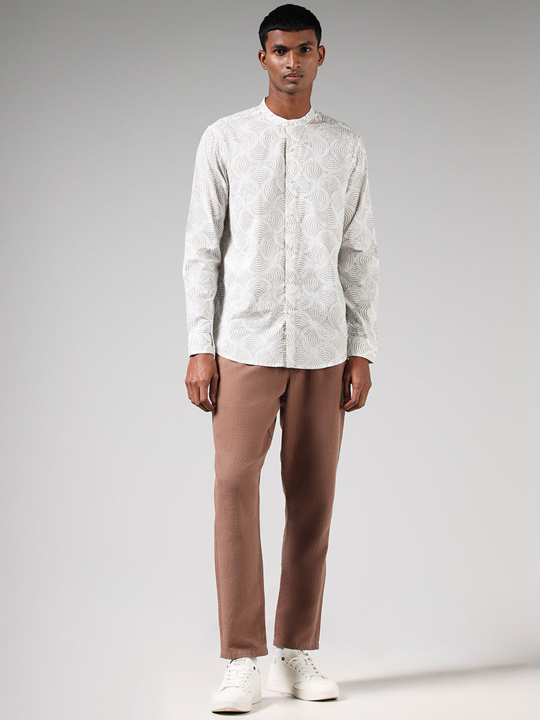 ETA Off White Printed Cotton Resort-Fit Shirt