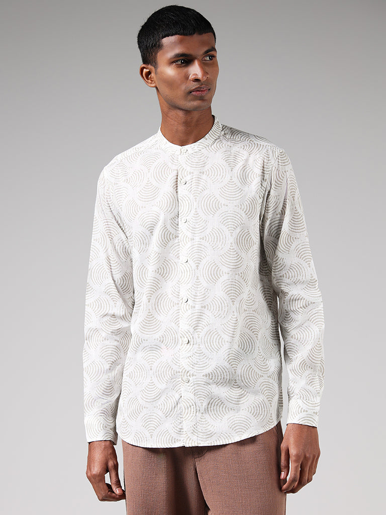 ETA Off White Printed Cotton Resort-Fit Shirt