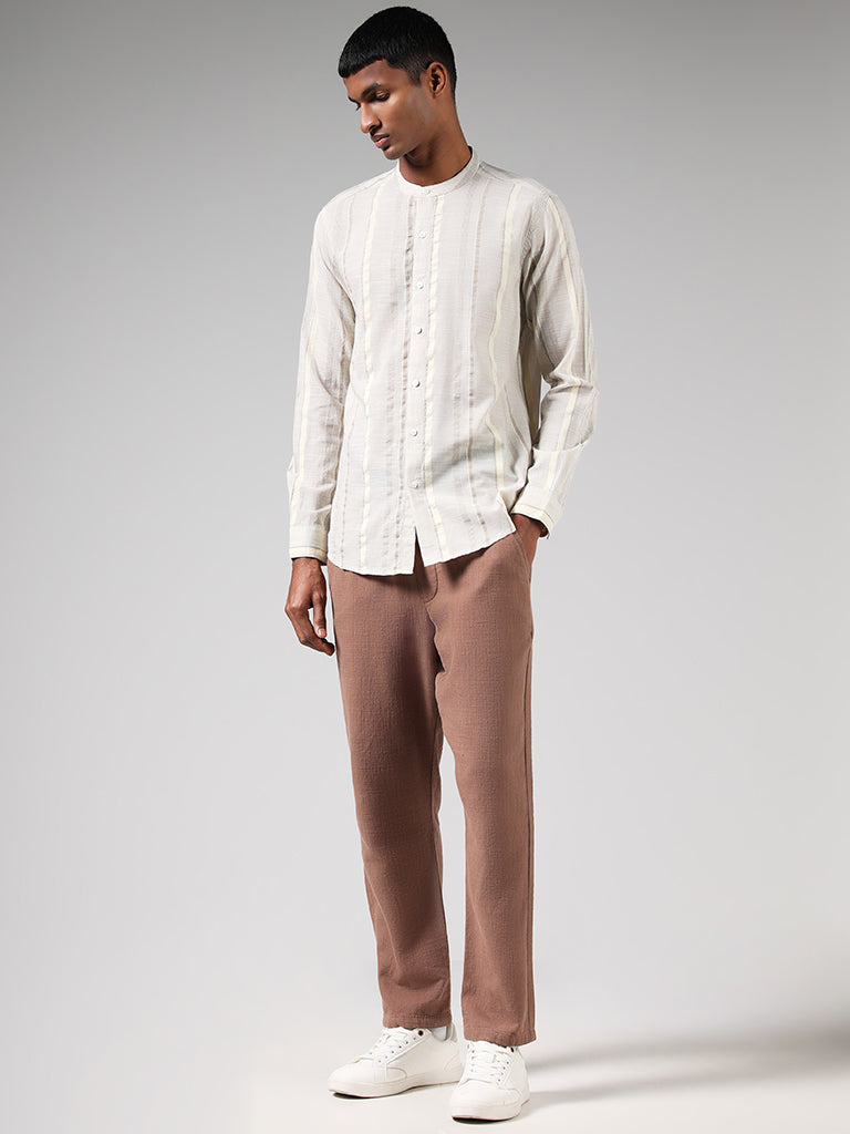 ETA Beige Striped Cotton Resort-Fit Shirt