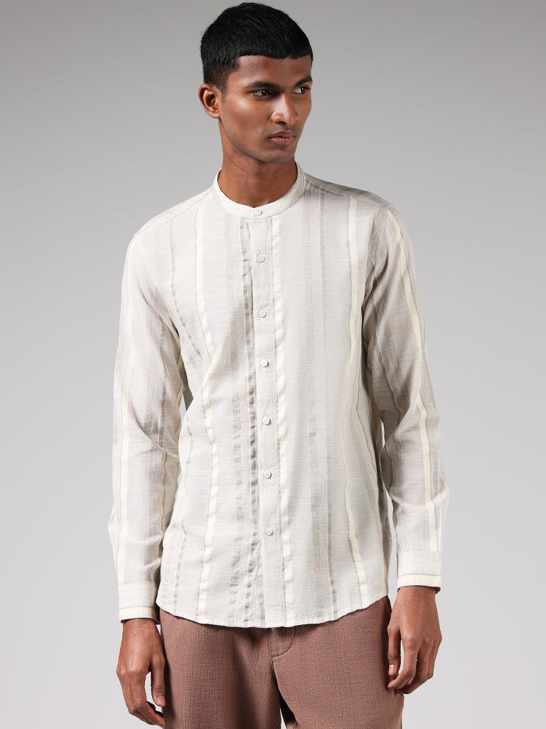 ETA Beige Striped Cotton Resort-Fit Shirt