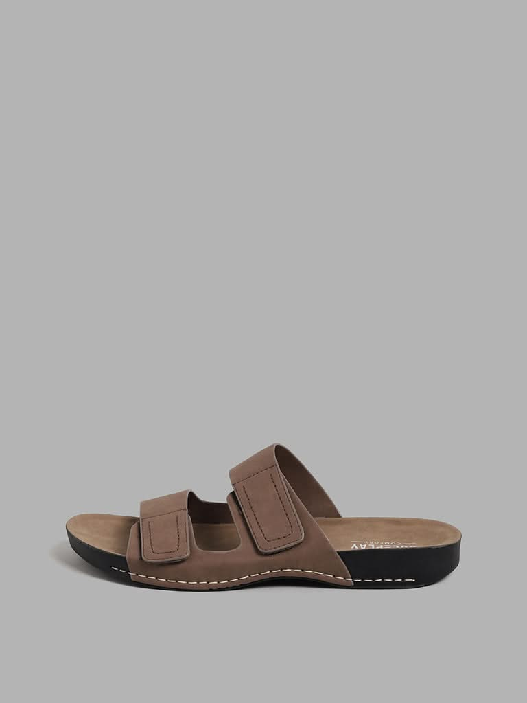 SOLEPLAY Solid Brown Double Band Sandals