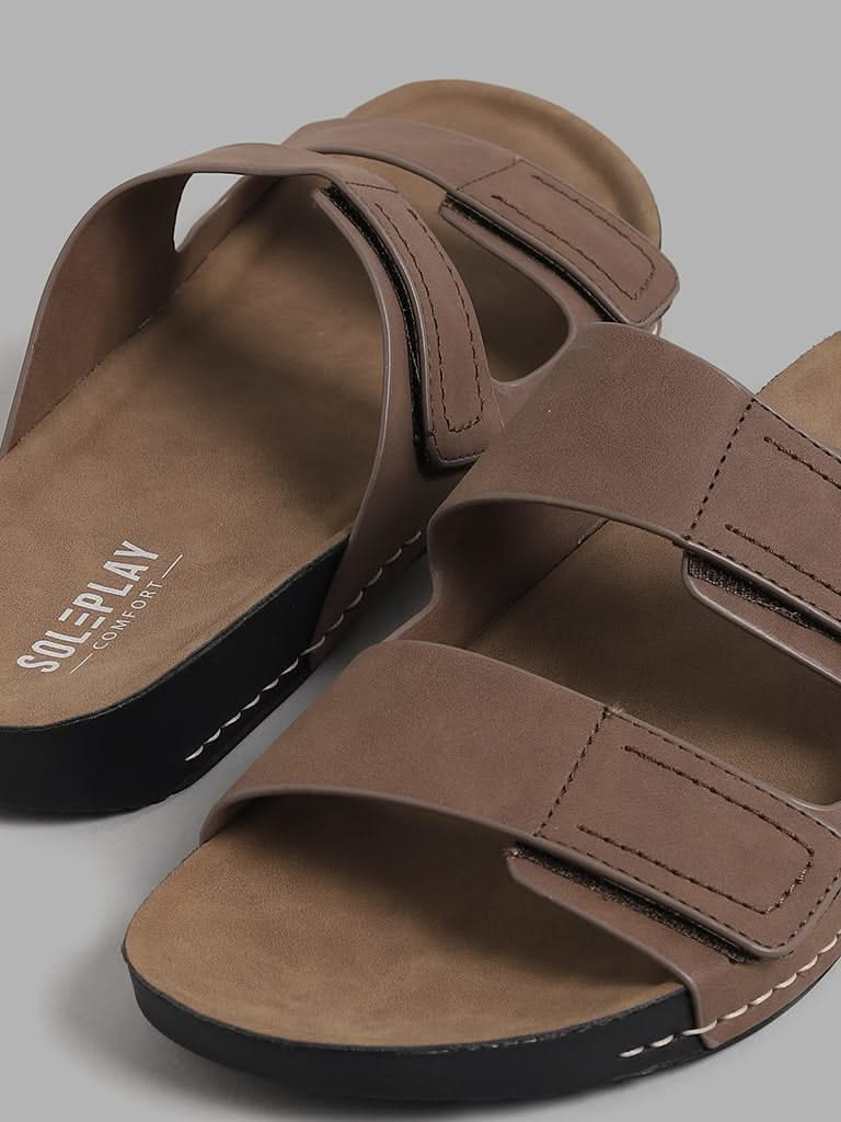 SOLEPLAY Solid Brown Double Band Sandals