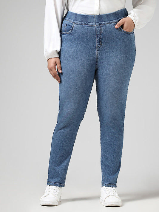 Gia Solid Blue Denim Slim Fit Jeggings