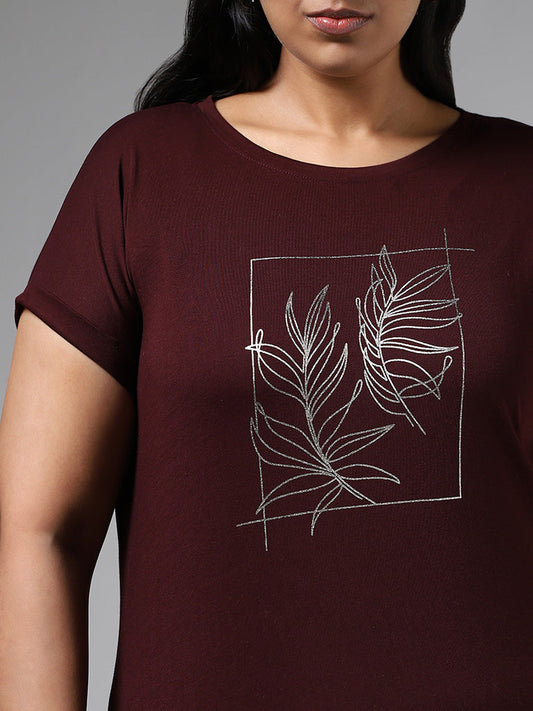 Gia Wine Leaf Printed T-Shirt