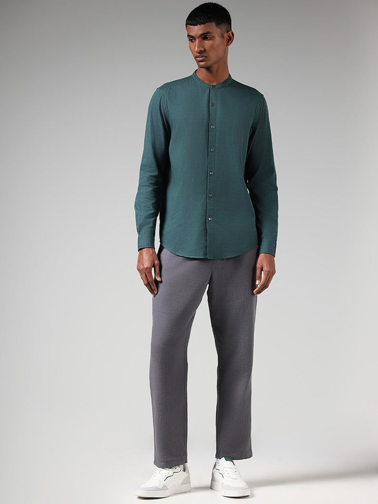 ETA Solid Green Cotton Blend Resort-Fit Shirt