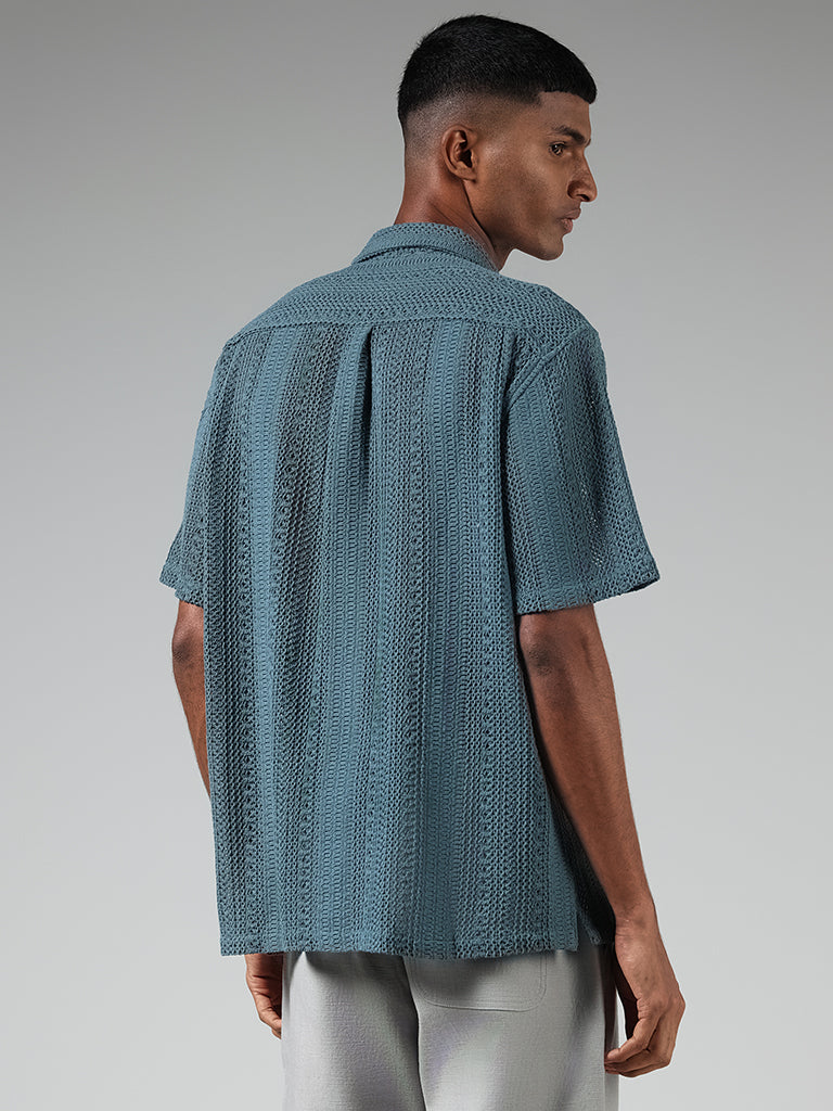 ETA Dark Teal Knitted Resort-Fit Shirt