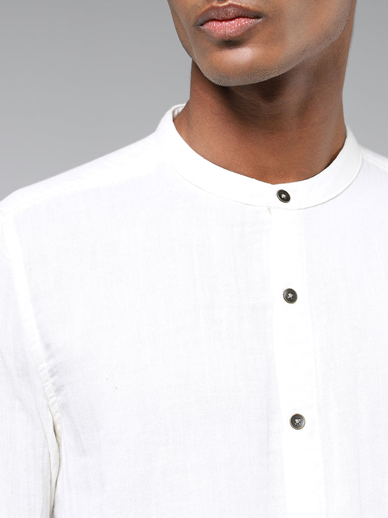 ETA Solid White Cotton Resort Fit Shirt