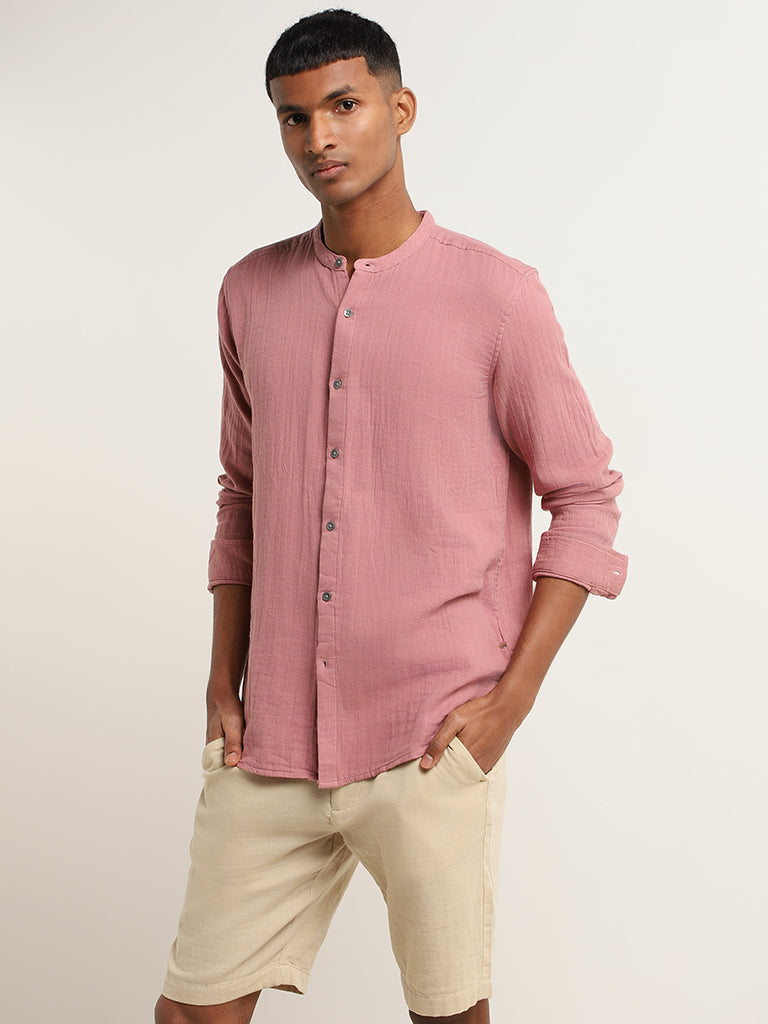 ETA Pink Cotton Slim-Fit Shirt