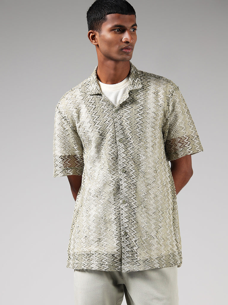 ETA Green Mesh Relaxed-Fit Shirt