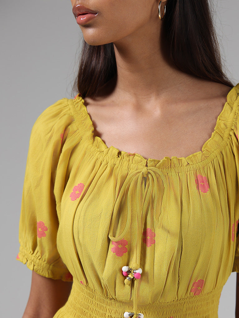 Bombay Paisley Yellow Printed Smock Dress