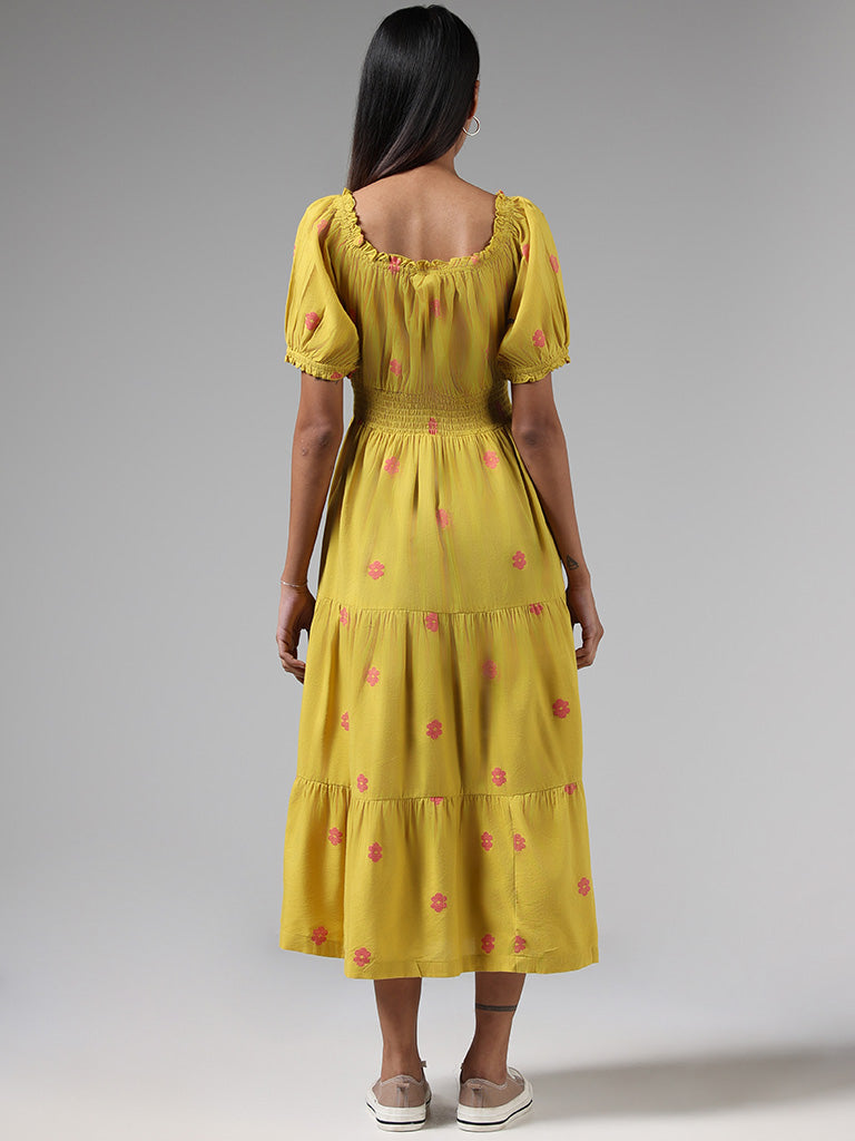 Bombay Paisley Yellow Printed Smock Dress