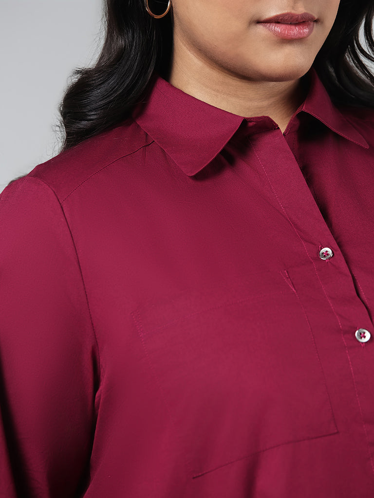 Gia Solid Pink Cotton Shirt