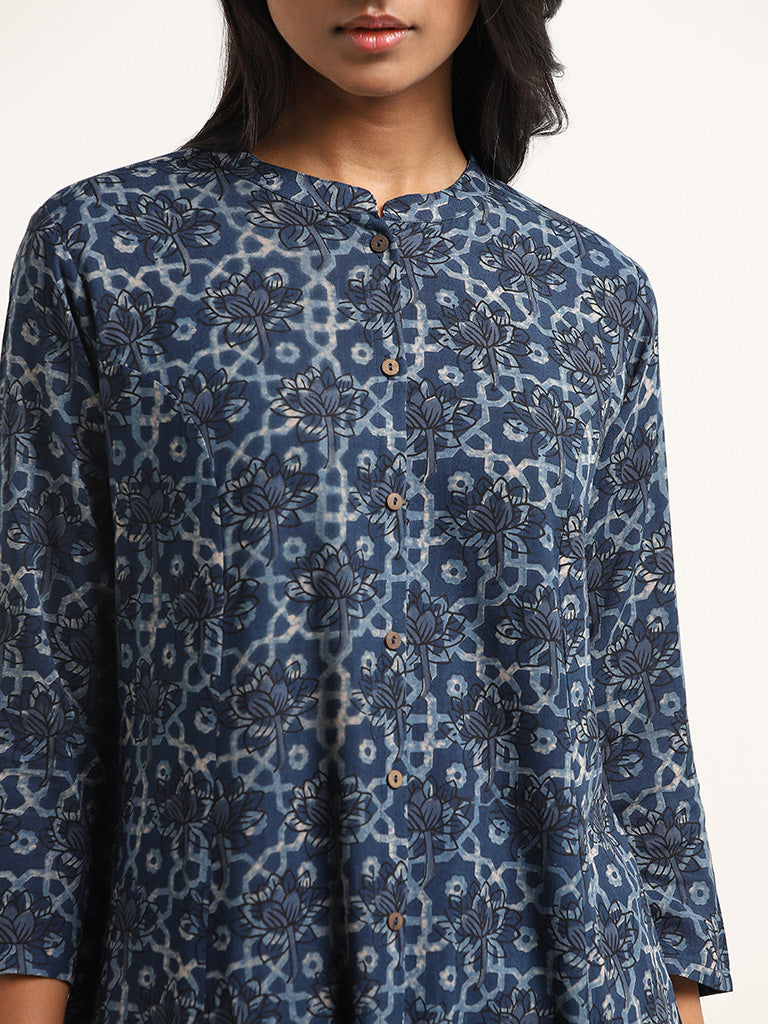 Utsa Indigo Printed Kurta