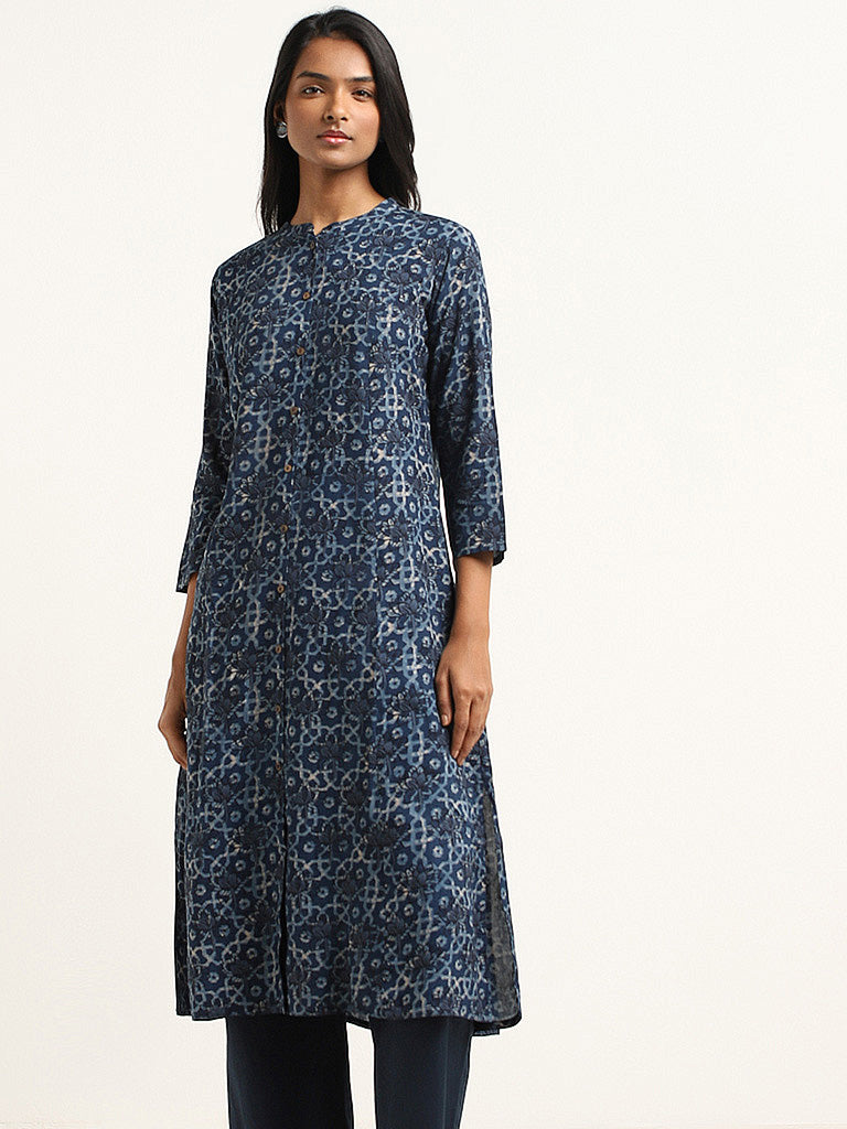 Utsa Indigo Printed Kurta