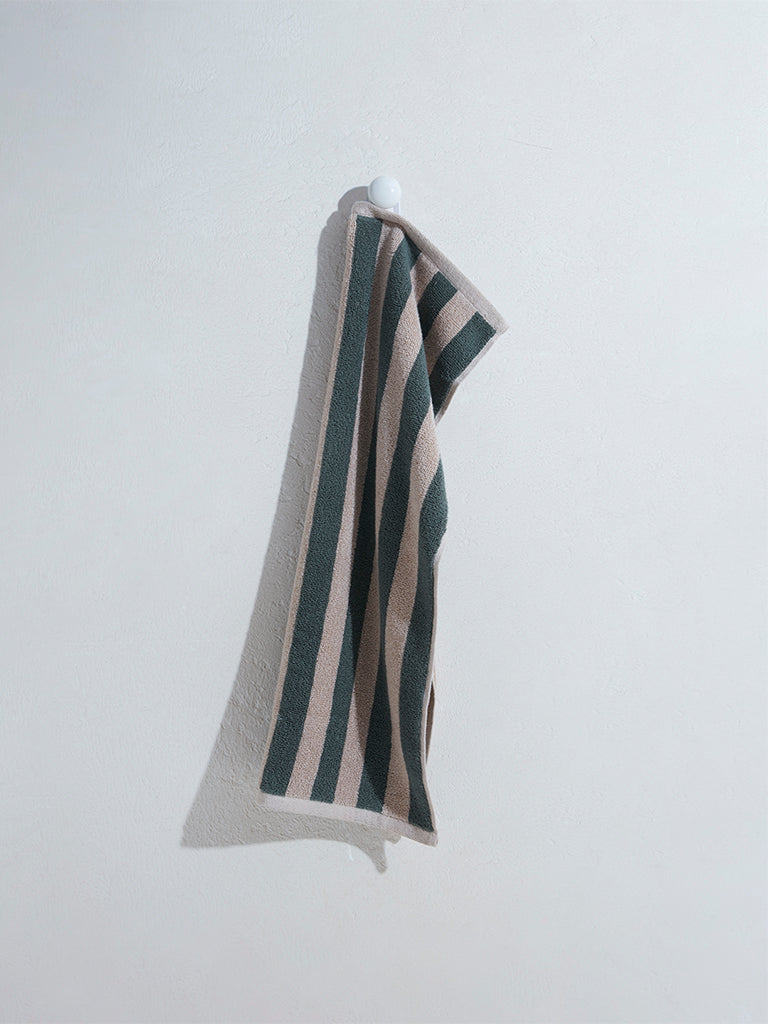 Westside Home Dark Green Broad Striped Hand Towel