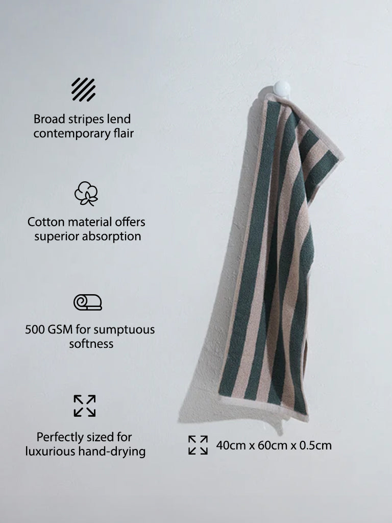 Westside Home Dark Green Broad Striped Hand Towel