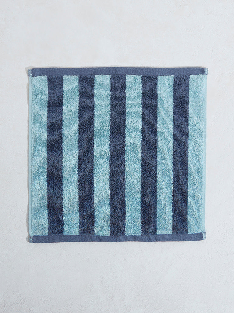 Westside Home Blue Broad Striped Face Towel - (Set of 2)