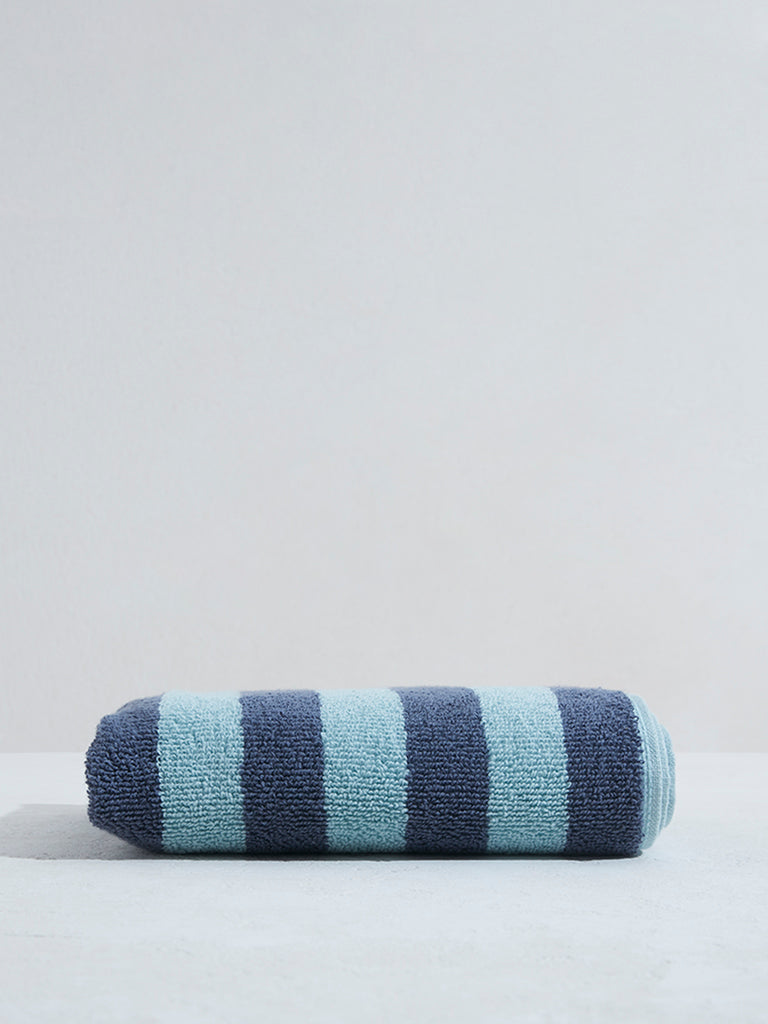 Westside Home Blue Broad Striped Hand Towel