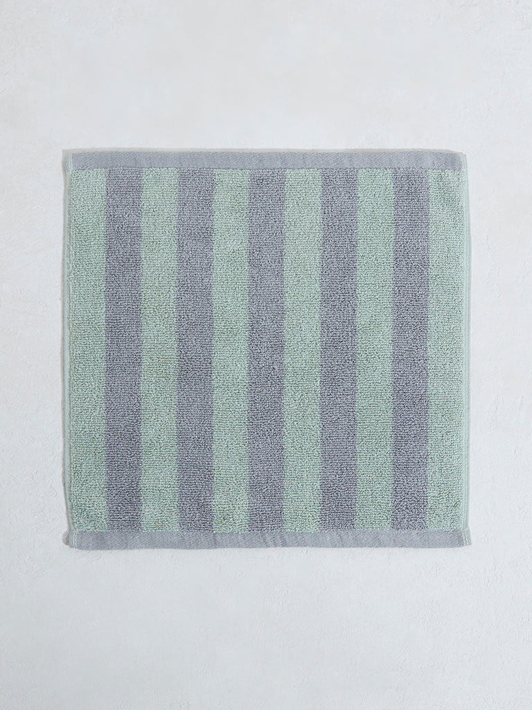 Westside Home Green Broad Striped Face Towel - (Set of 2)