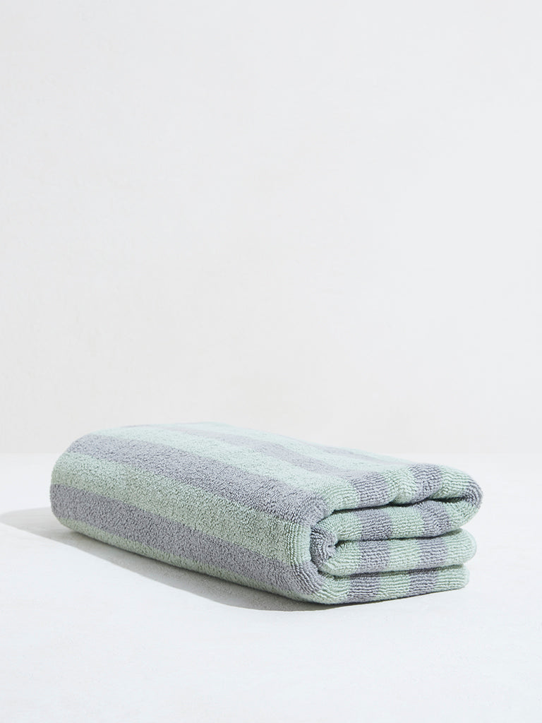 Westside Home Green Broad Striped Bath Towel