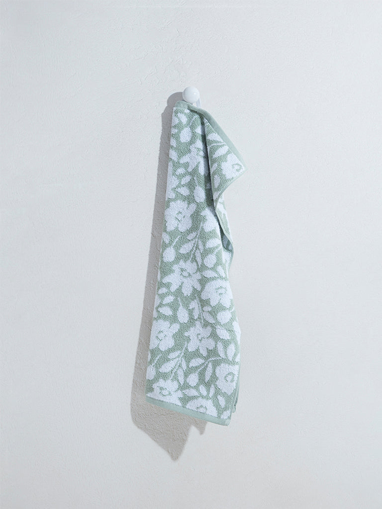 Westside Home Green Floral Hand Towel