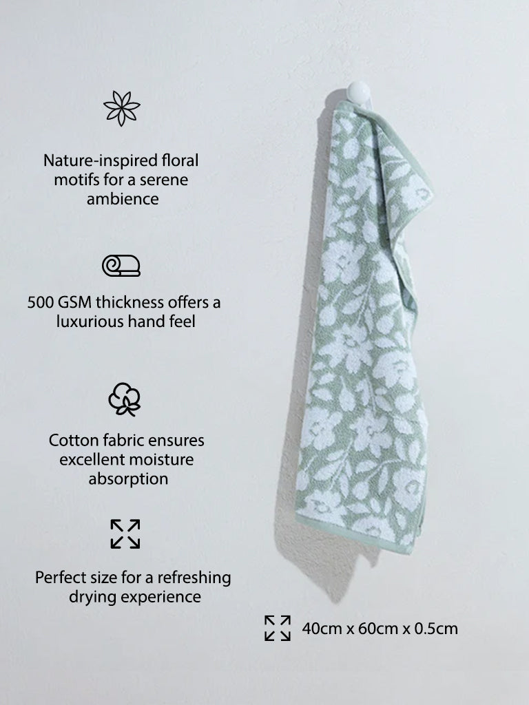 Westside Home Green Floral Hand Towel