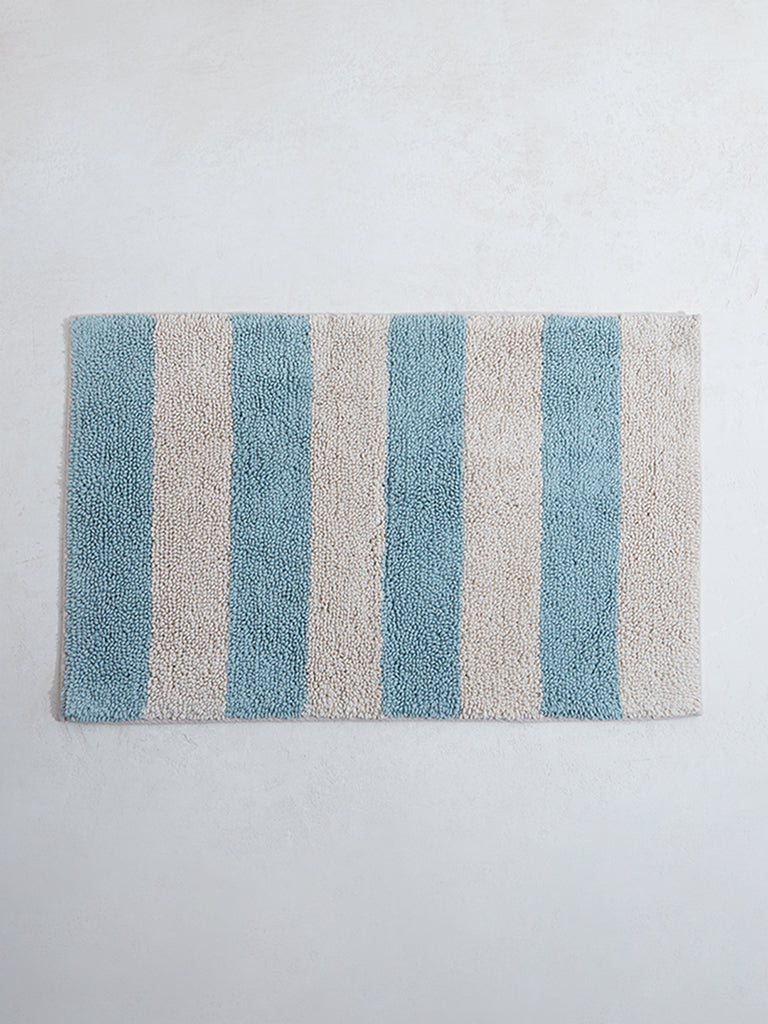 Westside Home Aqua Block Striped Bathmat