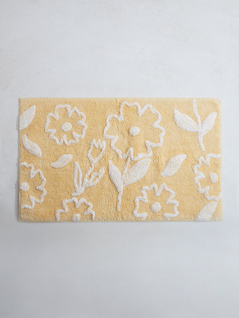 Westside Home Yellow Floral Bathmat