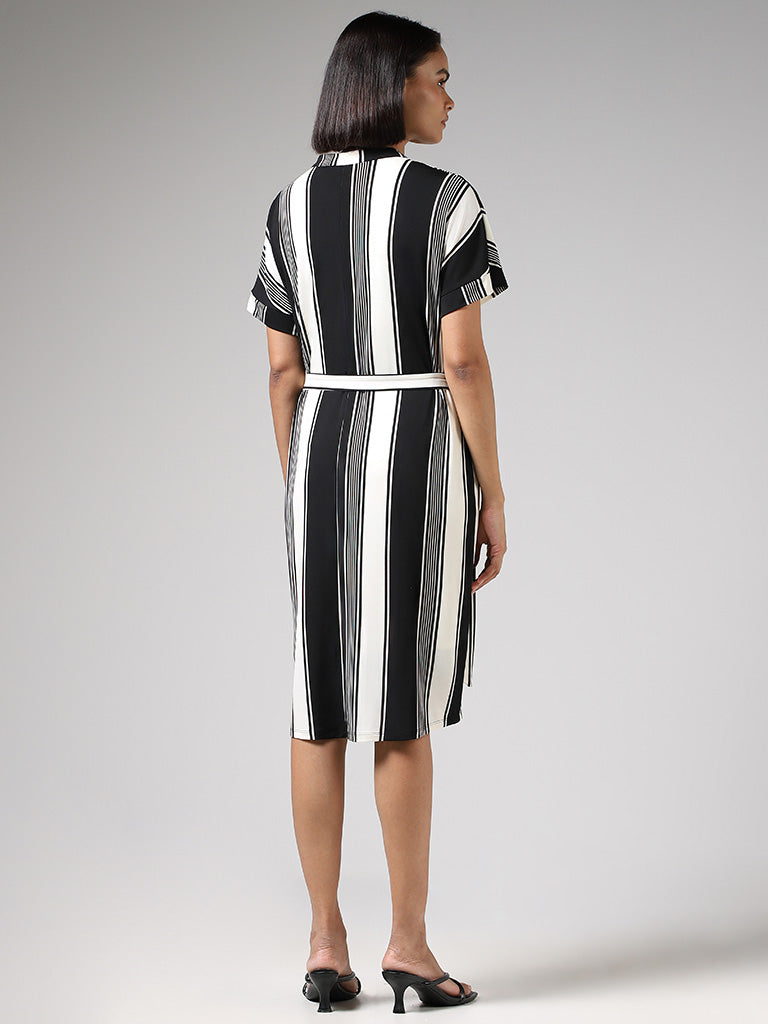 Wardrobe Block Striped White & Black Dress with Belt