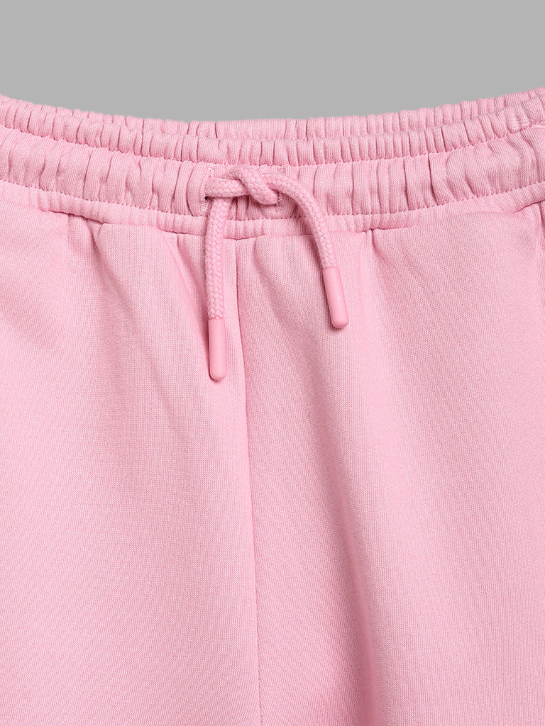 Y&F Kids Light Pink Solid Cargo Joggers