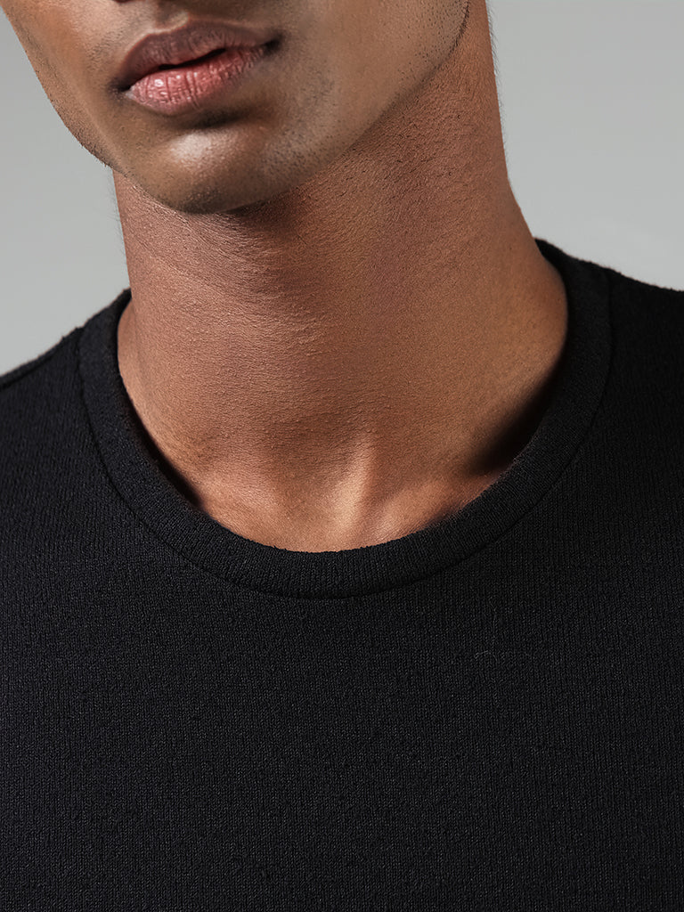 ETA Solid Black Slim-Fit T-Shirt