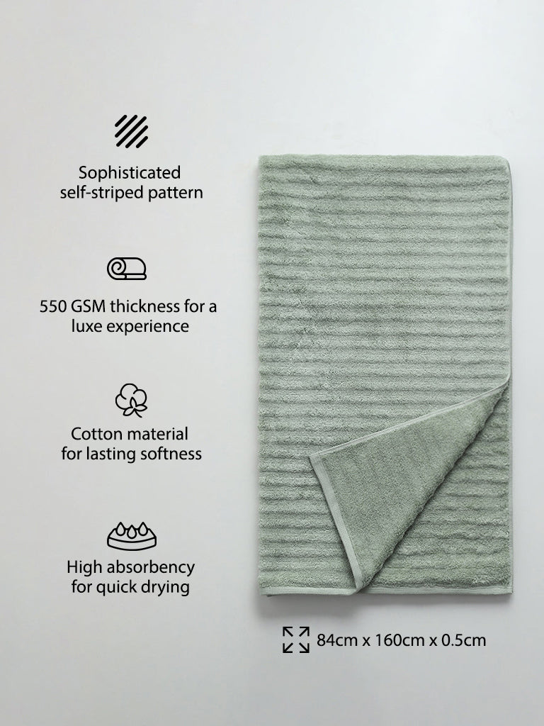 Westside Home Sage Green Self-Striped Bath Towel