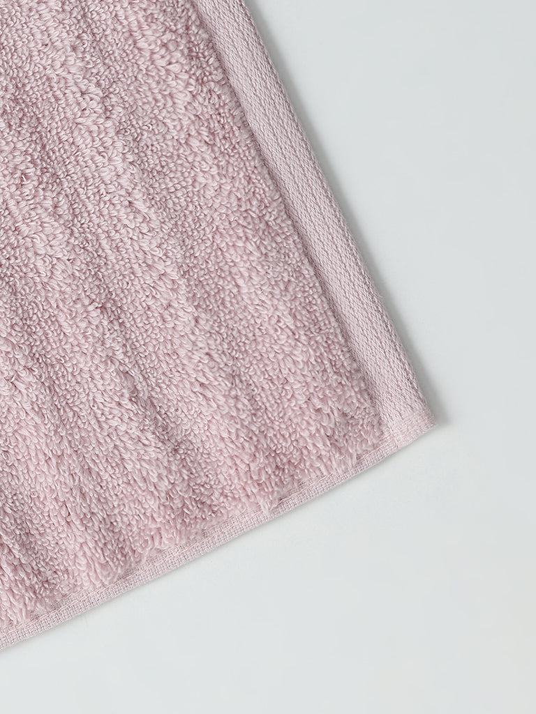 Westside Home Light Pink Self-Striped Face Towels (Set of 2)