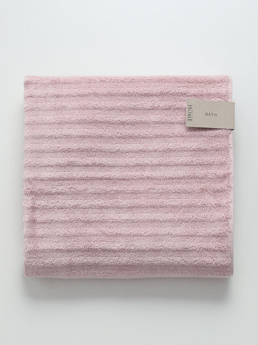 Westside Home Light Pink Self-Striped Bath Towel