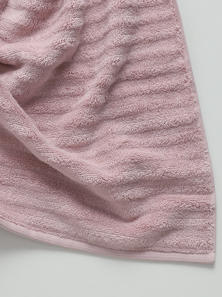 Westside Home Light Pink Self-Striped Bath Towel