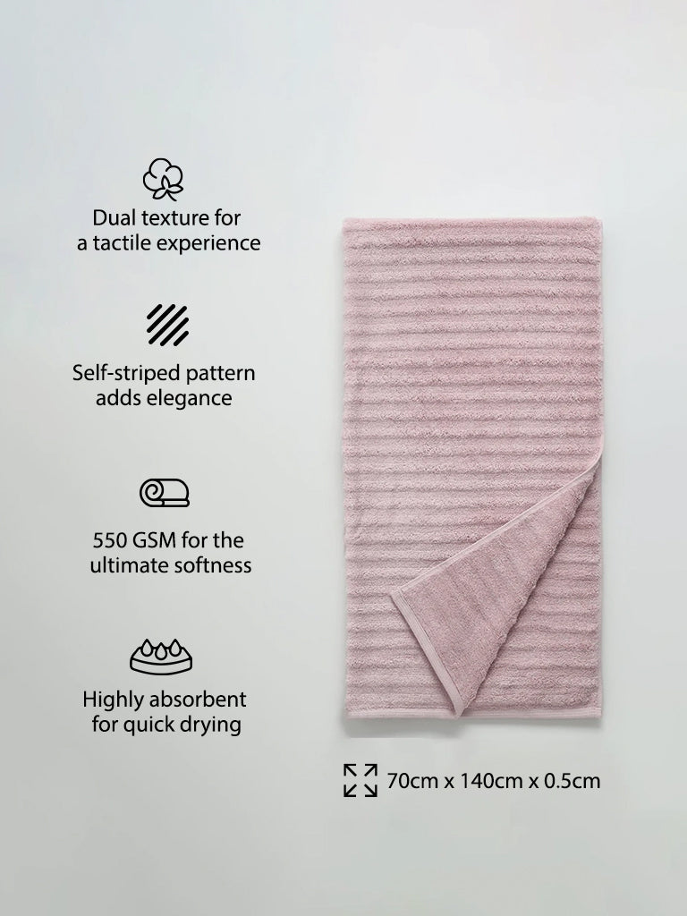 Westside Home Light Pink Self-Striped Bath Towel