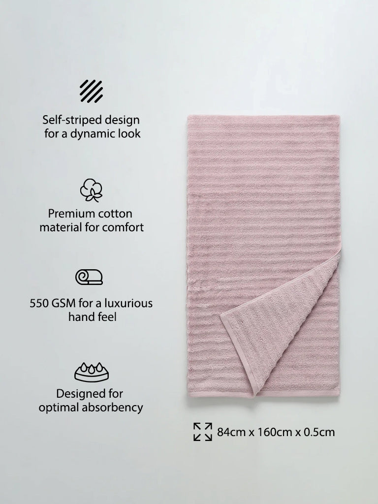 Westside Home Light Pink Self-Striped Bath Towel