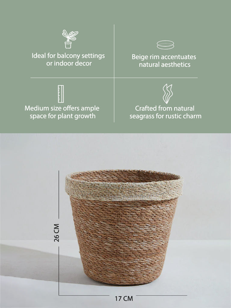 Westside Home Natural Seagrass Planter-Medium