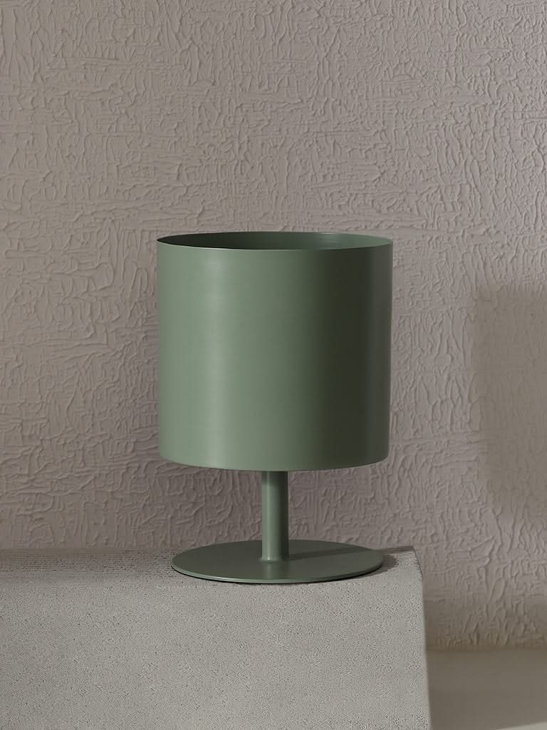 Westside Home Dark Green Cylindrical Metal Planter