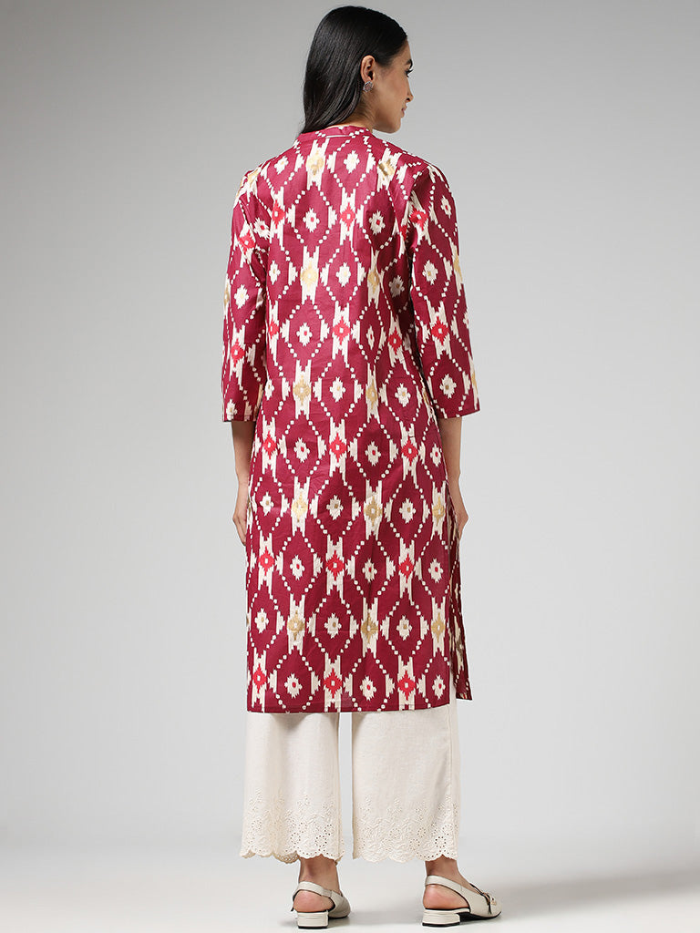 Utsa Printed Magenta Straight Kurta