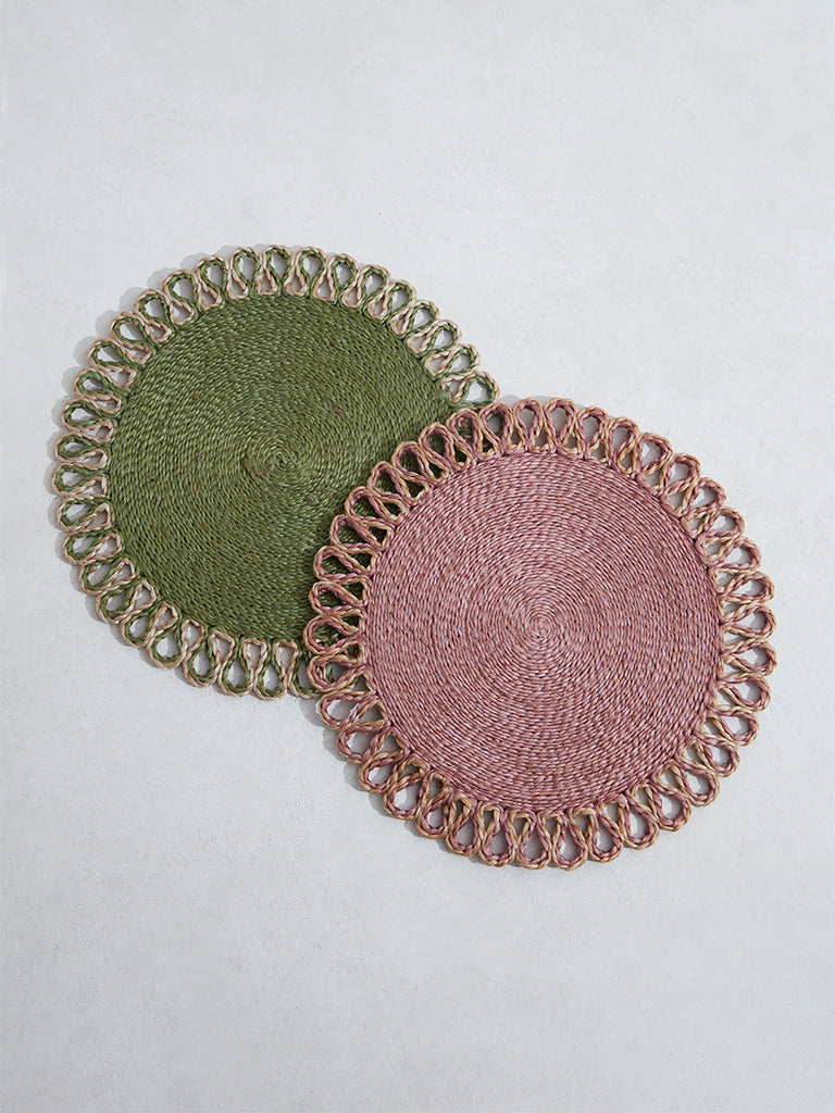 Westside Home Pink and Green Multiloop Placemats (Set of 2)