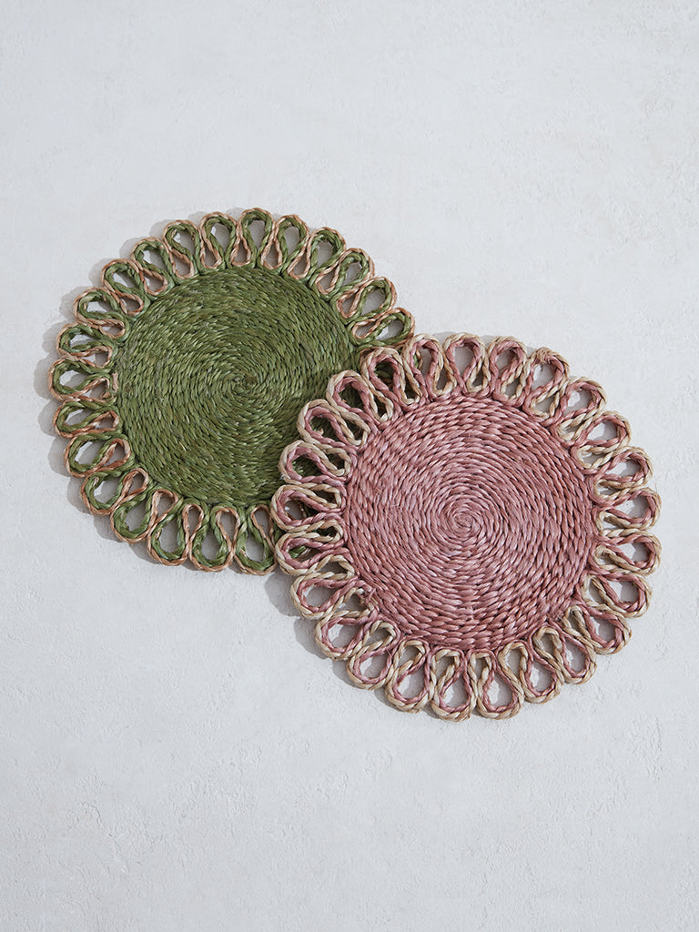 Westside Home Pink and Green Multiloop Trivet (Set of 2)