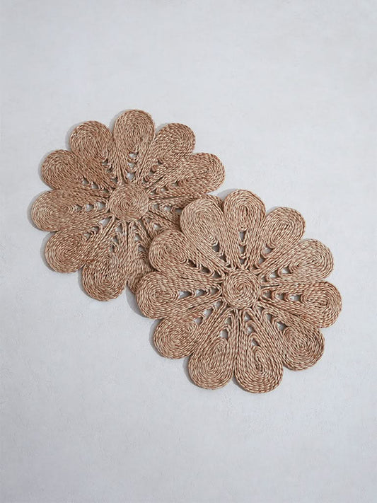 Westside Home Brown Daisy Placemat (Set of 2)