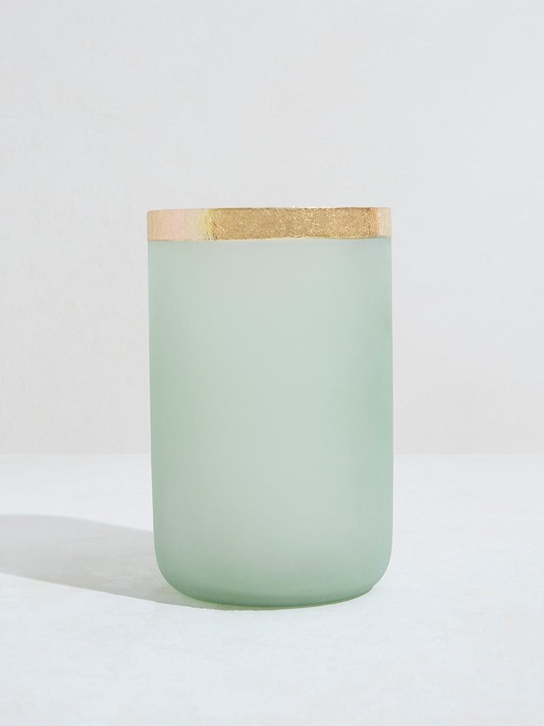 Westside Home Green Candle Stand with Gold Rim