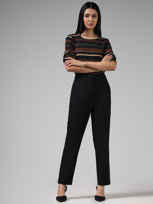 Wardrobe Solid Black Tailored Trousers