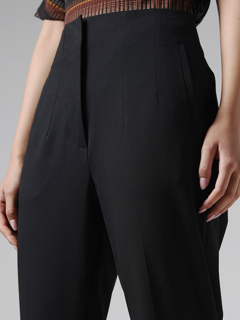 Wardrobe Solid Black Tailored Trousers