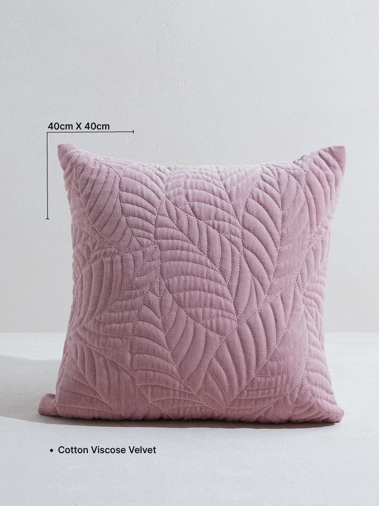 Westside Home Dusty Pink Leaf Quilted Cushion Cover