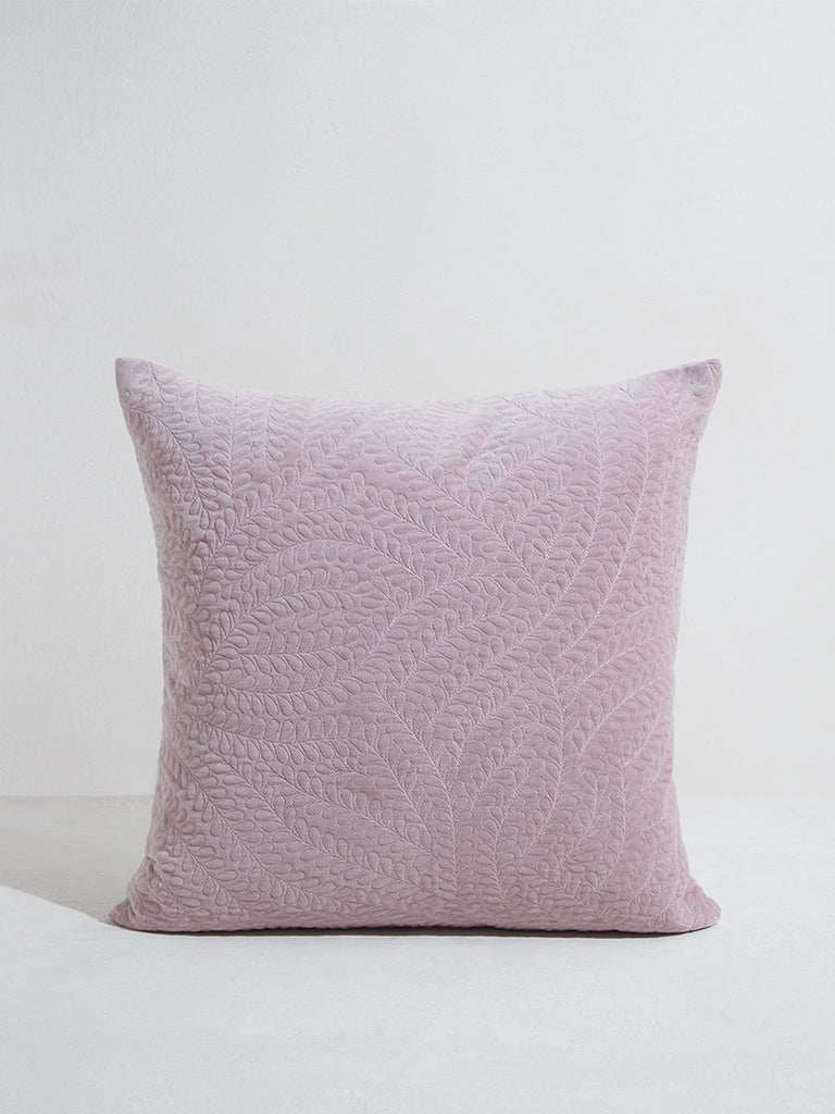 Westside Home Pink Leaf Quilted Cushion Cover