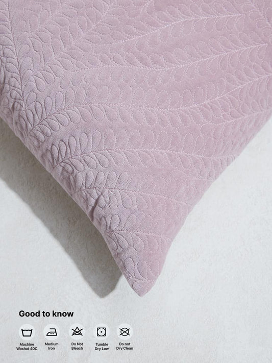 Westside Home Pink Leaf Quilted Cushion Cover